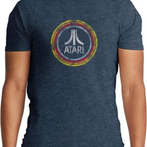 Ripple Junction Atari Men's Short Sleeve T-Shirt Distressed Classic Retro Fuji Logo in Circles Vintage Officially Licensed